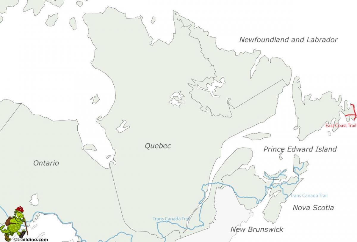 map of east coast and Canada