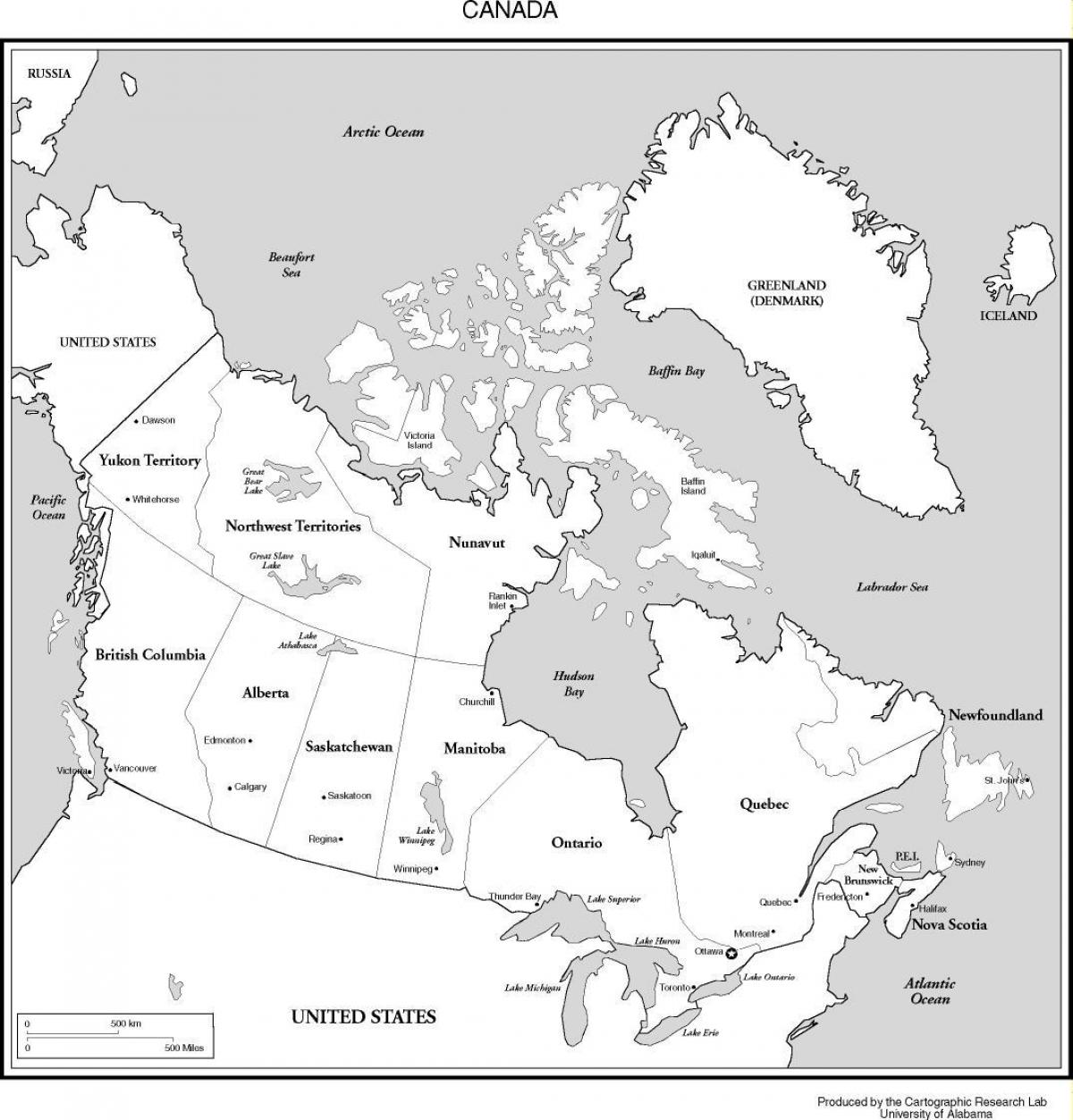 Canada map black and white