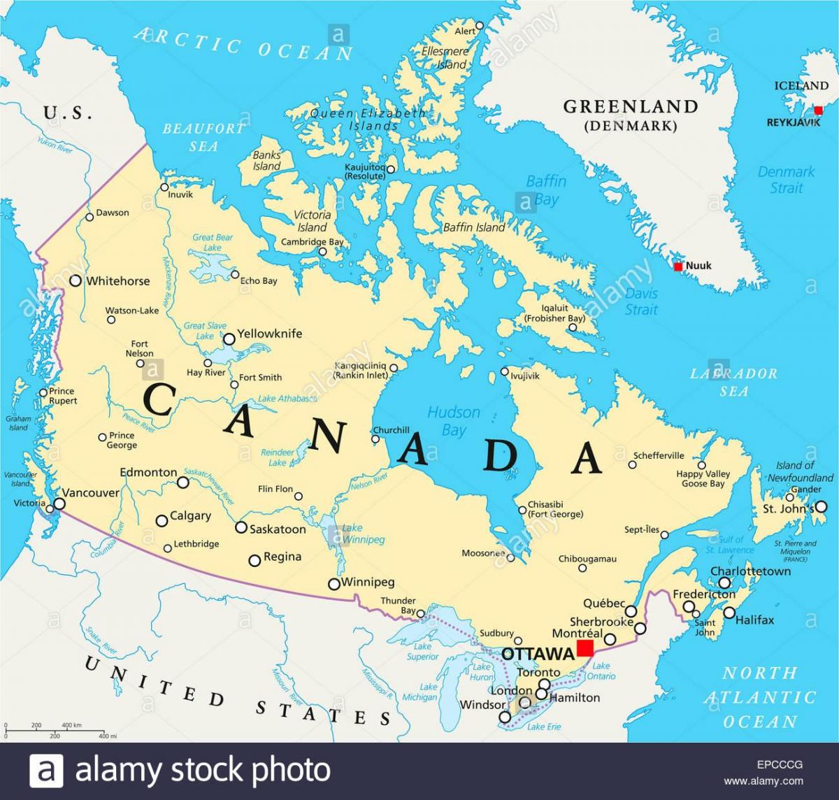 map of Canada and its capitals
