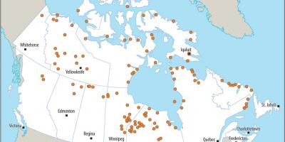 Airports in Canada map Map of Canada airports (Northern America