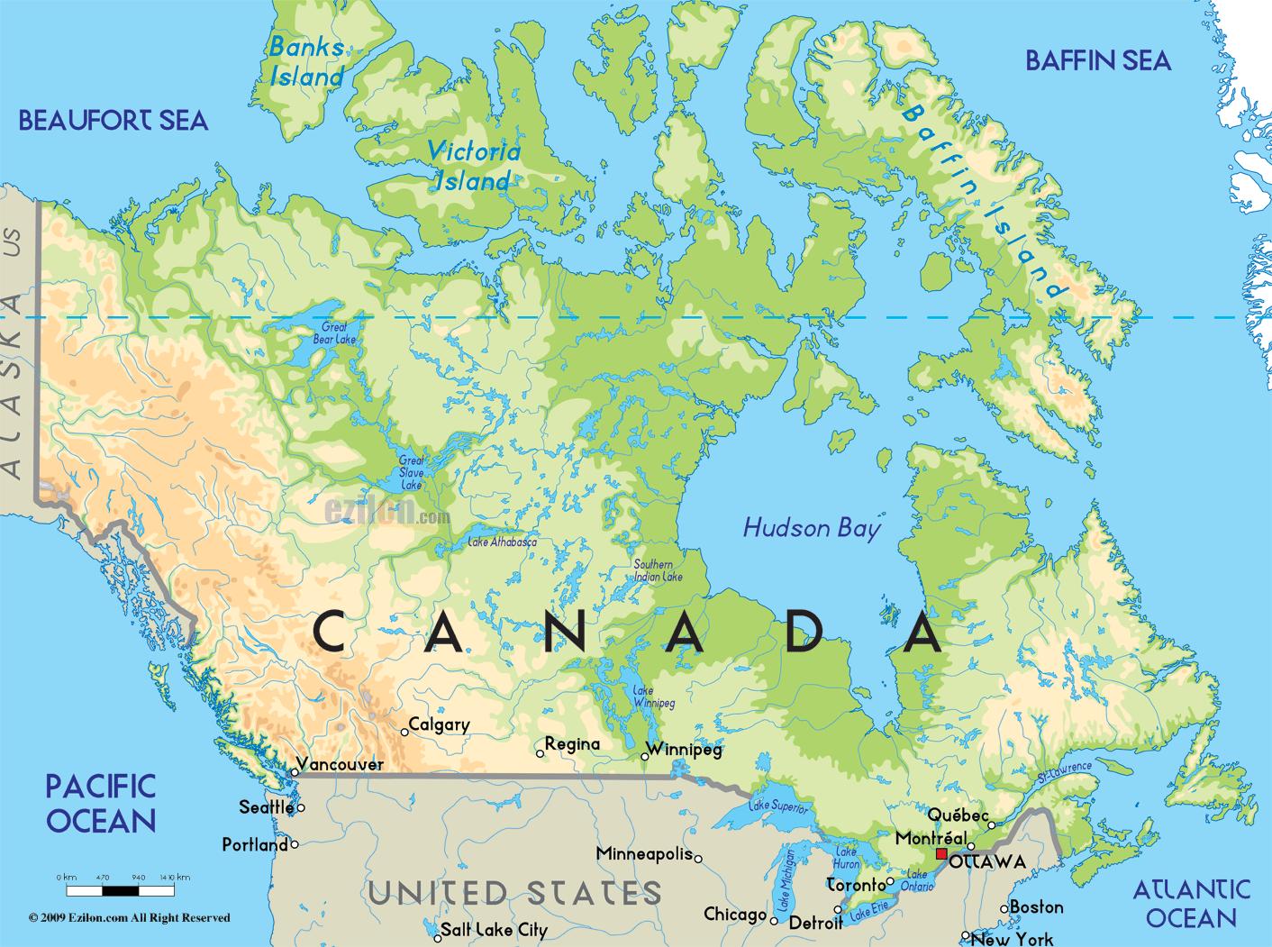 Canada map - Canada in a map (Northern America - Americas)