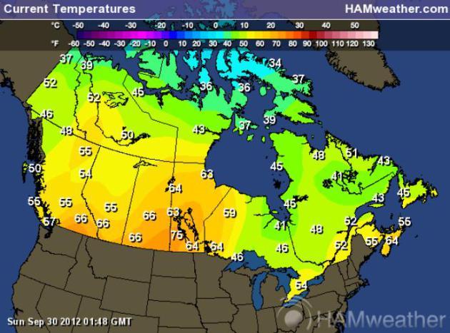 Canada weather map temperature  Environment Canada weather map