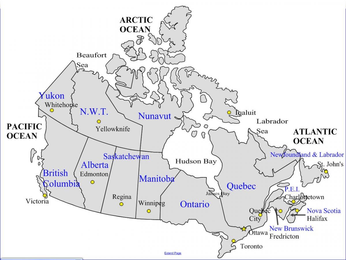 A Map Of Canada's Provinces And Territories 