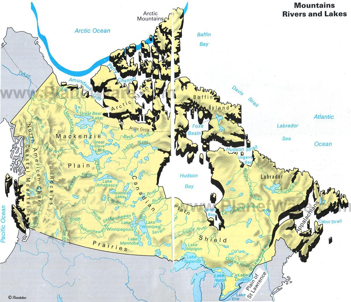 map of Canada and lakes