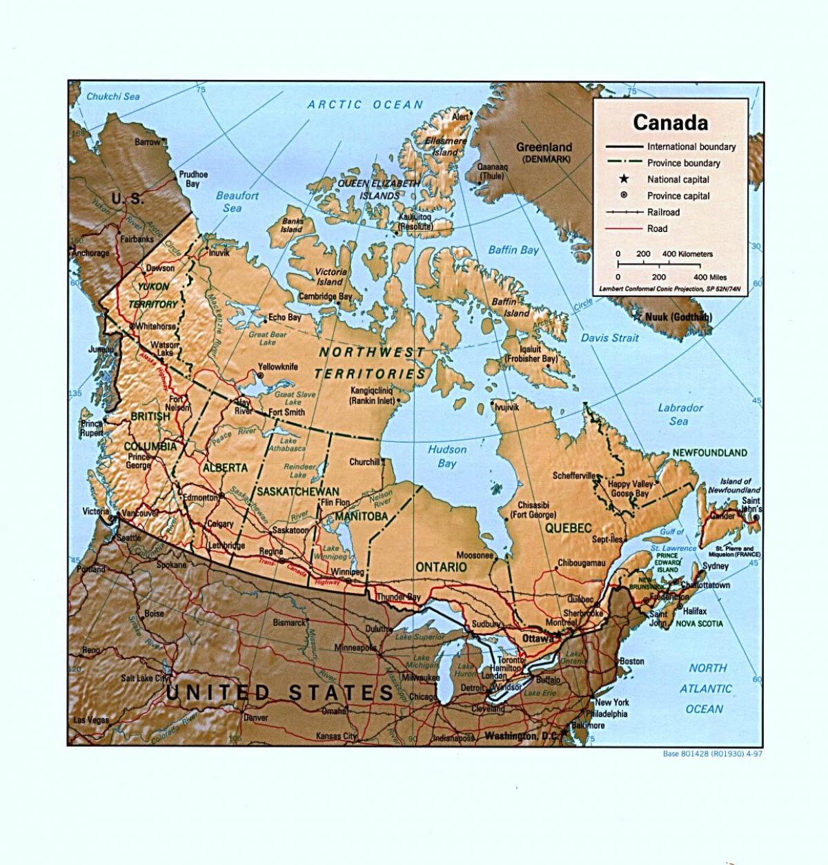 map of Canada landforms