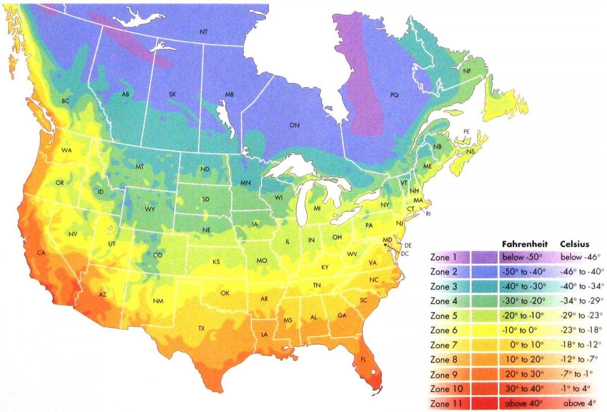 Canada temperature zone map