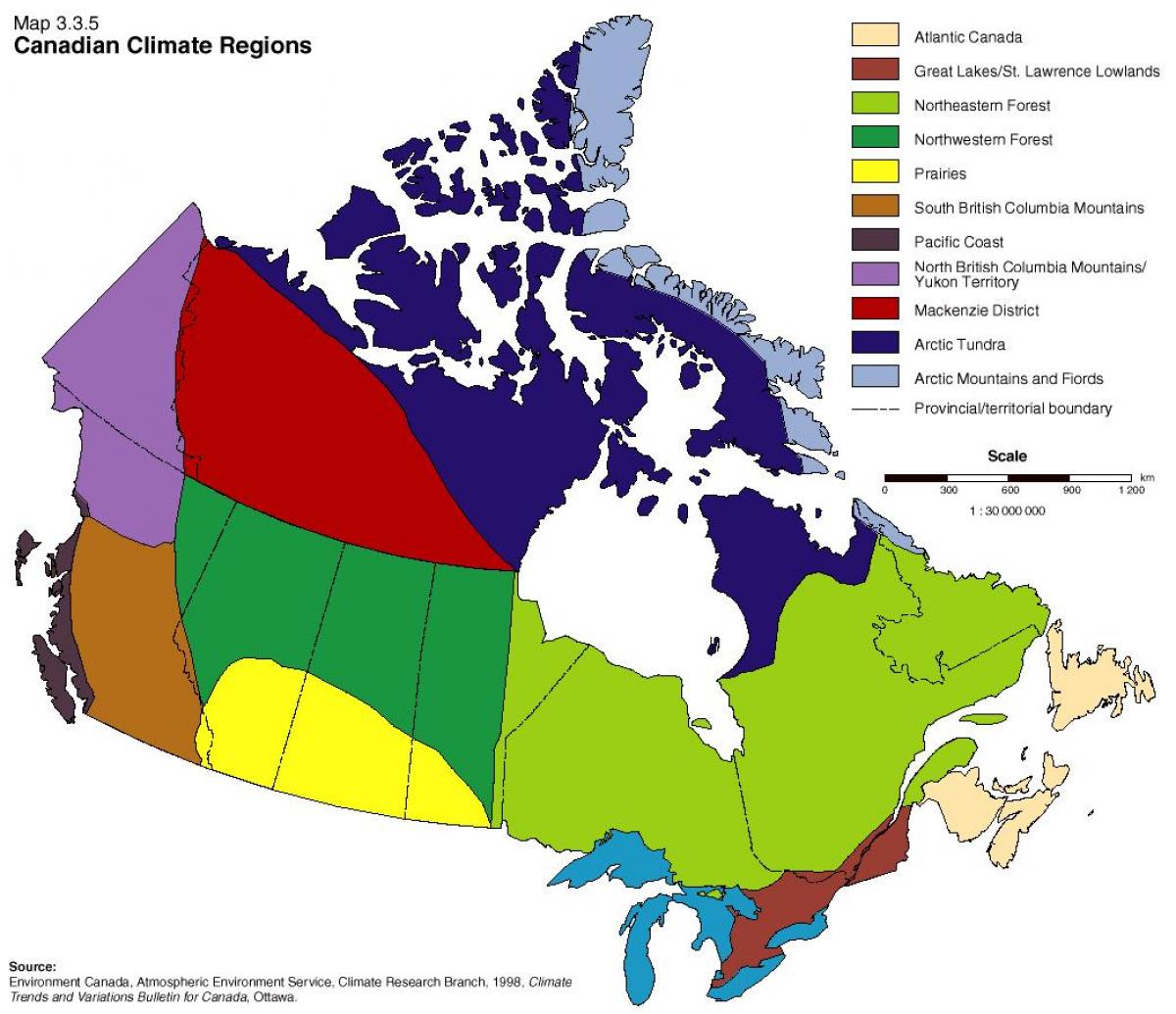 climate regions of Canada map