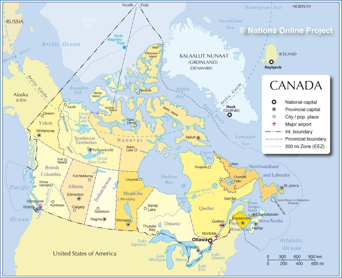 Map Of Canada Cities And Provinces 