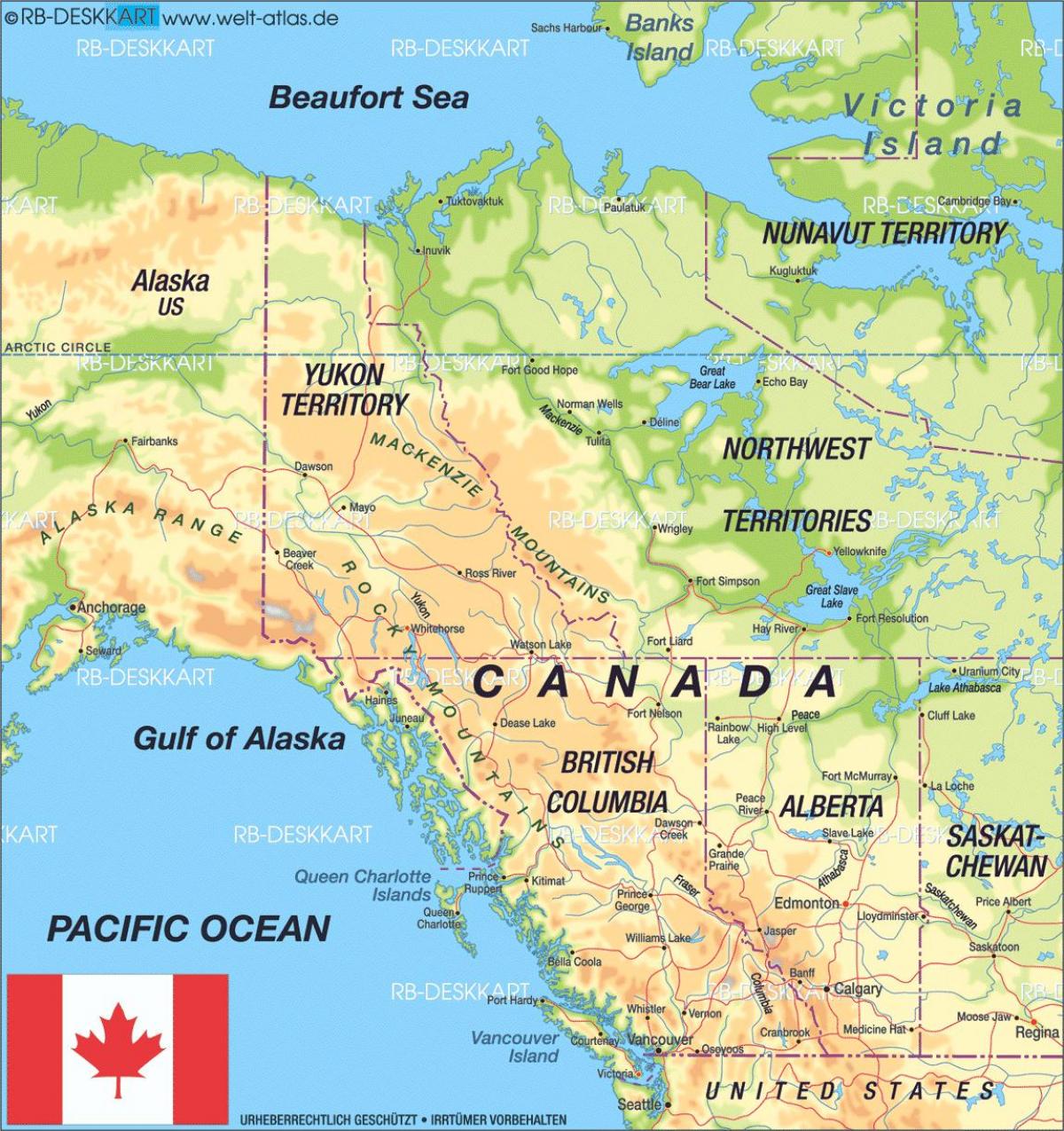 detailed map of western Canada
