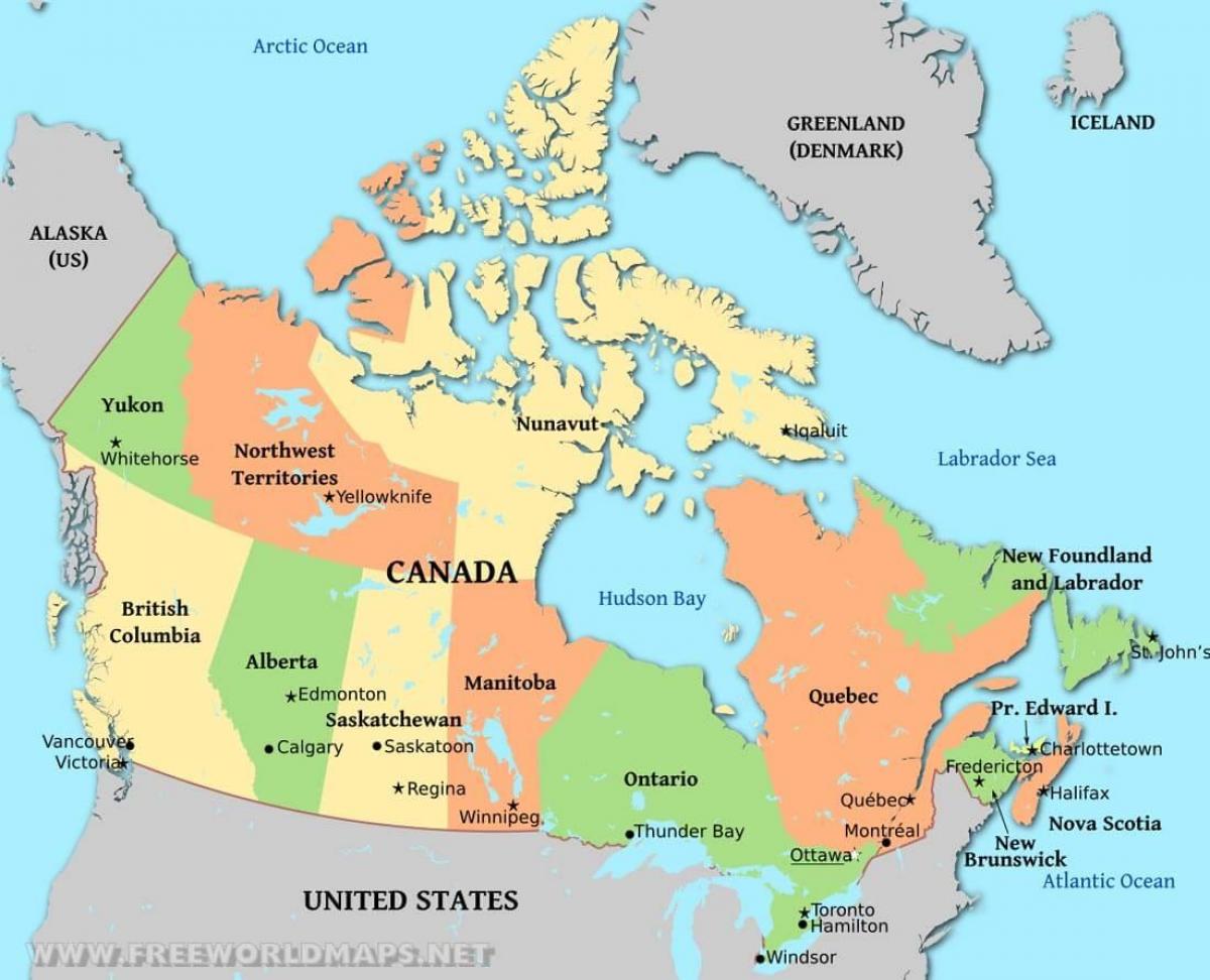 a political map of Canada