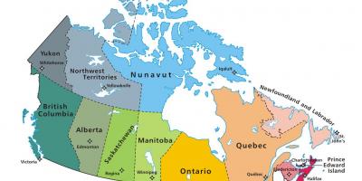 Map of Canada showing provinces and territories