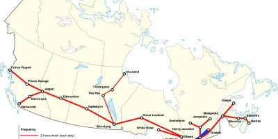 Map of Canada train routes