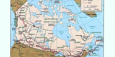 Map of Canada western road map